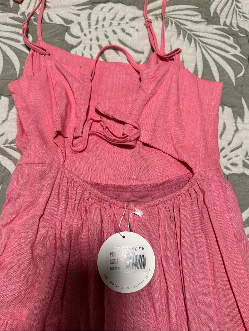 Nwt Pink Tiered Midi Sundress With Open Eyelet Tie Back- Size S — image 8 of 8